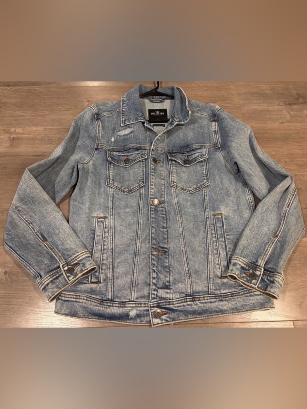 Hollister Light Wash Denim Trucker Jacket - Faded Blue